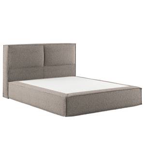 Lit boxspring Kinx Tissu structure recyclé Gesa: Gris - 160 x 200cm - D2 souple - 100 cm