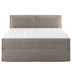 Lit boxspring Kinx Tissu structure recyclé Gesa: Gris - 160 x 200cm - D2 souple - 100 cm