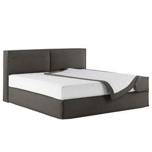 Lit boxspring Kinx Tissu structure recyclé Gesa: Anthracite - 180 x 200cm - D2 souple - 100 cm