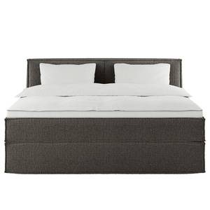 Premium Boxspringbett KINX Recycelter Strukturstoff Gesa: Anthrazit - 180 x 200cm - H2 - 100 cm