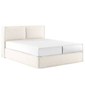 Premium boxspring KINX Gerecycleerde structuurstof Gesa: Wit - 140 x 200cm - H3 medium - 100cm