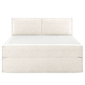 Premium boxspring KINX Gerecycleerde structuurstof Gesa: Wit - 140 x 200cm - H3 medium - 100cm