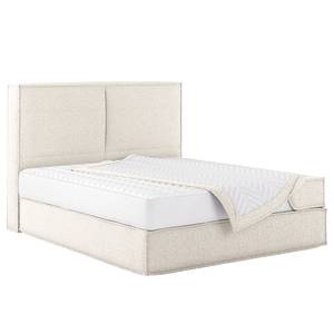 Premium Boxspringbett KINX Recycelter Strukturstoff Gesa: Weiß - 180 x 200cm - H3 - 100 cm