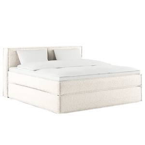 Premium Boxspringbett KINX Recycelter Strukturstoff Gesa: Weiß - 180 x 200cm - H3 - 100 cm