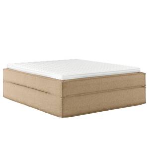 Premium boxspring KINX Gerecycleerde structuurstof Gesa: Beige - 200 x 200cm - H3 medium - Zonder