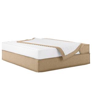 Premium boxspring KINX Gerecycleerde structuurstof Gesa: Beige - 200 x 200cm - H3 medium - Zonder