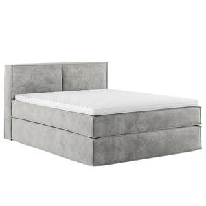 Lit boxspring Kinx Velours Onoli: Gris clair - 160 x 200cm - D2 souple - 100 cm