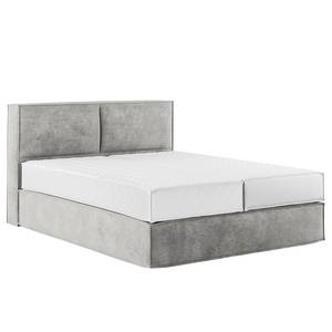 Premium boxspring KINX Velours Onoli: Lichtgrijs - 160 x 200cm - H2 zacht - 100cm