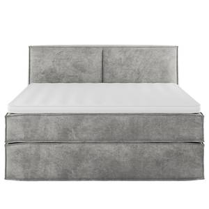 Premium boxspring KINX Velours Onoli: Lichtgrijs - 160 x 200cm - H2 zacht - 100cm