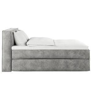 Lit boxspring Kinx Velours Onoli: Gris clair - 160 x 200cm - D2 souple - 100 cm