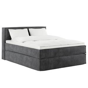 Lit boxspring Kinx Velours Onoli: Anthracite - 160 x 200cm - D2 souple - 100 cm