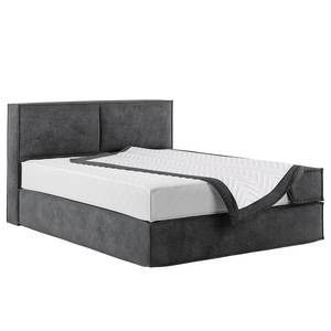 Lit boxspring Kinx Velours Onoli: Anthracite - 160 x 200cm - D2 souple - 100 cm