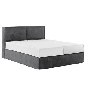 Premium boxspring KINX Velours Onoli: Antracietkleurig - 160 x 200cm - H2 zacht - 100cm