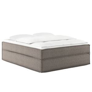 Lit boxspring Kinx Tissu structure recyclé Gesa: Gris - 140 x 200cm - D3 medium - Sans