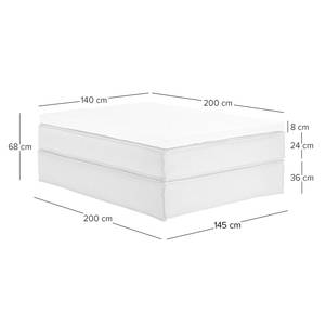 Lit boxspring Kinx Tissu structure recyclé Gesa: Gris - 140 x 200cm - D3 medium - Sans