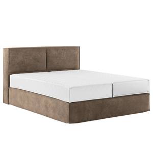 Premium Boxspringbett KINX Samt Onoli: Hellbraun - 140 x 200cm - H2 - 100 cm