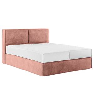 Premium Boxspringbett KINX Samt Onoli: Altrosa - 140 x 200cm - H2 - 100 cm