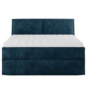 Premium boxspring KINX Velours Onoli: Marineblauw - 140 x 200cm - H2 zacht - 100cm