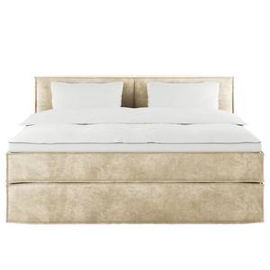 Premium Boxspringbett KINX Samt Onoli: Beige - 200 x 200cm - H2 - 100 cm