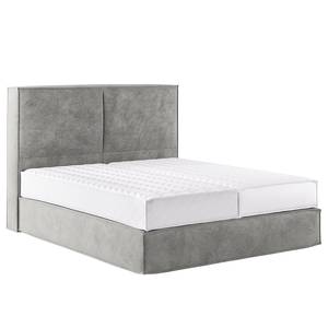 Lit boxspring Kinx Velours Onoli: Gris clair - 180 x 200cm - D2 souple - 130 cm