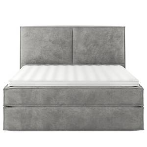 Lit boxspring Kinx Velours Onoli: Gris clair - 180 x 200cm - D2 souple - 130 cm