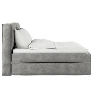 Lit boxspring Kinx Velours Onoli: Gris clair - 180 x 200cm - D2 souple - 130 cm