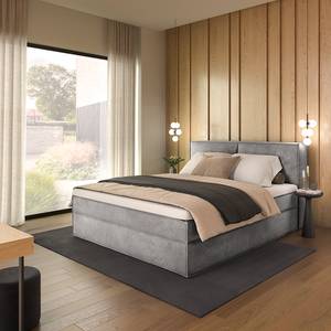 Premium boxspring KINX Velours Onoli: Lichtgrijs - 180 x 200cm - H2 zacht - 130cm