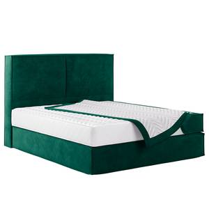 Premium boxspring KINX Velours Onoli: Antiek groen - 200 x 200cm - H2 zacht - 130cm