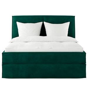 Lit boxspring Kinx Velours Onoli: Vert vieilli - 200 x 200cm - D2 souple - 130 cm