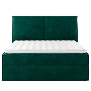 Premium boxspring KINX Velours Onoli: Antiek groen - 200 x 200cm - H2 zacht - 130cm