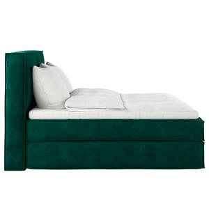 Premium boxspring KINX Velours Onoli: Antiek groen - 200 x 200cm - H2 zacht - 130cm