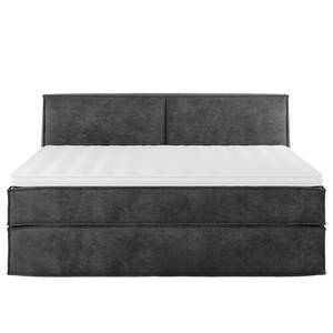 Premium boxspring KINX Velours Onoli: Antracietkleurig - 200 x 200cm - H2 zacht - 100cm