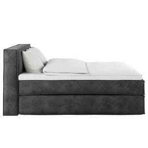 Premium boxspring KINX Velours Onoli: Antracietkleurig - 200 x 200cm - H2 zacht - 100cm