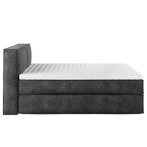 Premium boxspring KINX Velours Onoli: Antracietkleurig - 200 x 200cm - H2 zacht - 100cm