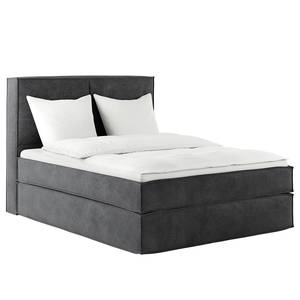 Lit boxspring Kinx Velours Onoli: Anthracite - 160 x 200cm - D2 souple - 130 cm