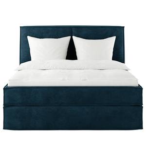 Premium Boxspringbett KINX Samt Onoli: Marineblau - 180 x 200cm - H2 - 130 cm