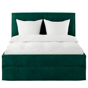 Lit boxspring Kinx Velours Onoli: Vert vieilli - 180 x 200cm - D2 souple - 130 cm