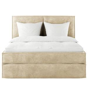 Premium Boxspringbett KINX Samt Onoli: Beige - 200 x 200cm - H2 - 130 cm