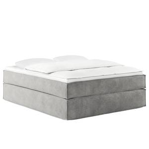 Letto boxspring Kinx Velluto Onoli: grigio chiaro - 140 x 200cm - H2 - Senza