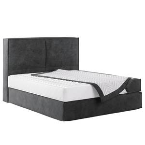 Letto boxspring Kinx Velluto Onoli: antracite - 200 x 200cm - H2 - 130 cm