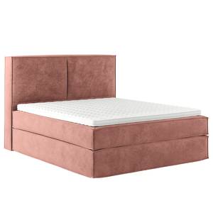 Lit boxspring Kinx Velours Onoli: Rose vieilli - 200 x 200cm - D2 souple - 130 cm