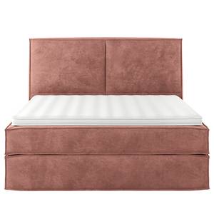 Lit boxspring Kinx Velours Onoli: Rose vieilli - 200 x 200cm - D2 souple - 130 cm