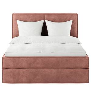 Lit boxspring Kinx Velours Onoli: Rose vieilli - 200 x 200cm - D2 souple - 130 cm