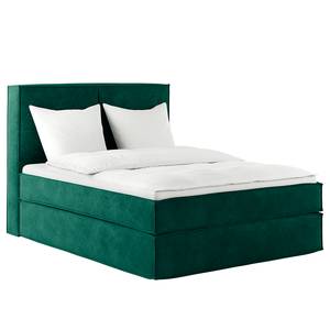 Premium boxspring KINX Velours Onoli: Antiek groen - 160 x 200cm - H3 medium - 130cm