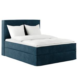 Premium boxspring KINX Velours Onoli: Marineblauw - 140 x 200cm - H3 medium - 130cm