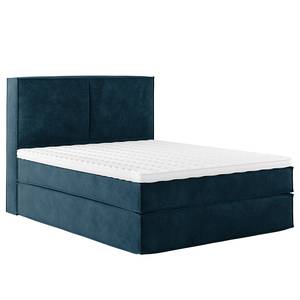 Premium boxspring KINX Velours Onoli: Marineblauw - 140 x 200cm - H3 medium - 130cm