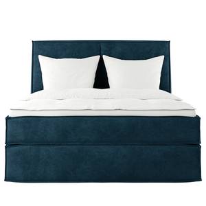 Premium boxspring KINX Velours Onoli: Marineblauw - 140 x 200cm - H3 medium - 130cm