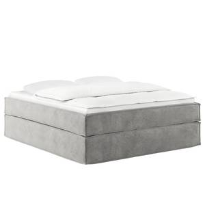 Lit boxspring Kinx Velours Onoli: Gris clair - 200 x 200cm - D3 medium - Sans