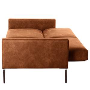 Canapé convertible Sauvo Aspect cuir vieilli - Microfibre Yaka: Cognac