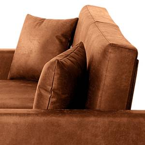 Canapé convertible Sauvo Aspect cuir vieilli - Microfibre Yaka: Cognac